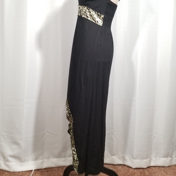 Uluwatu black animal print maxi halter dress Siz M - Picture 2 of 8